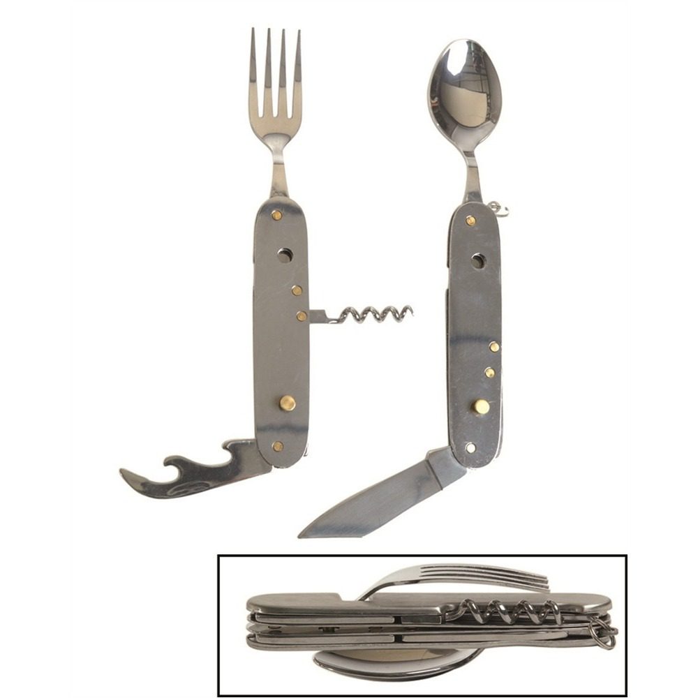 Mil-Tec opvouwbare bestekset 6-in-1 RVS